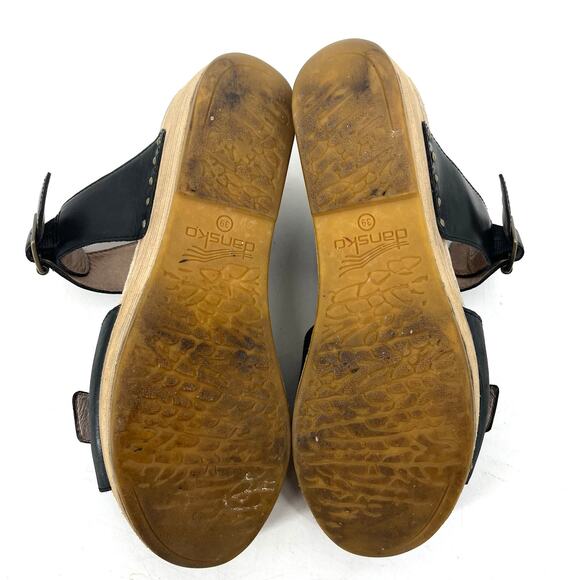 Dansko Women's 8.5 / 39 Black Selma Platform Wedge Two Strap Chunky Slide Sandal - Picture 7 of 7